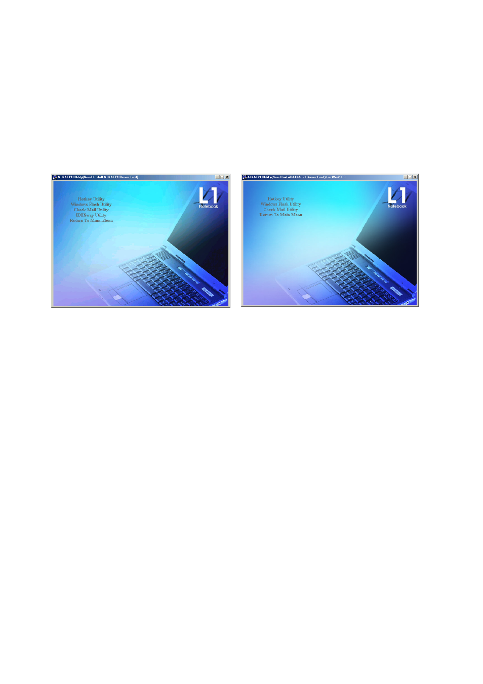 Atkacpi utility submenu | Asus L1A User Manual | Page 8 / 98