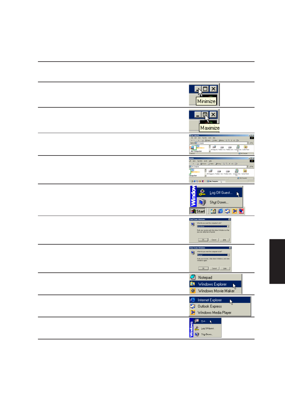 Actions descriptions examples | Asus L1A User Manual | Page 87 / 98