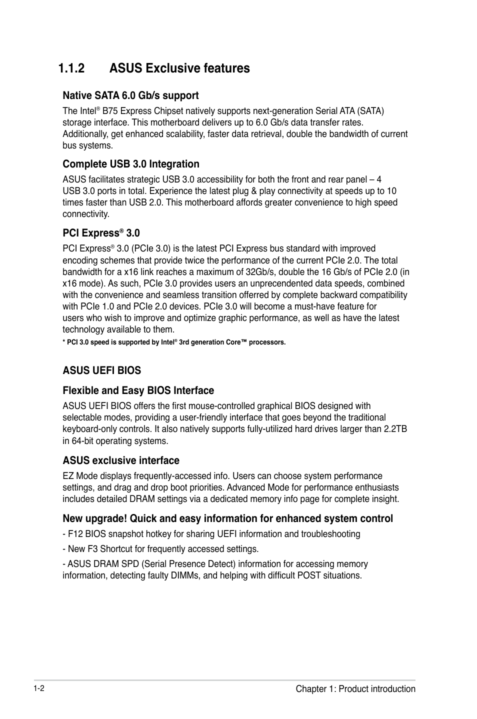 2 asus exclusive features | Asus P8B75-M LX PLUS User Manual | Page 14 / 82