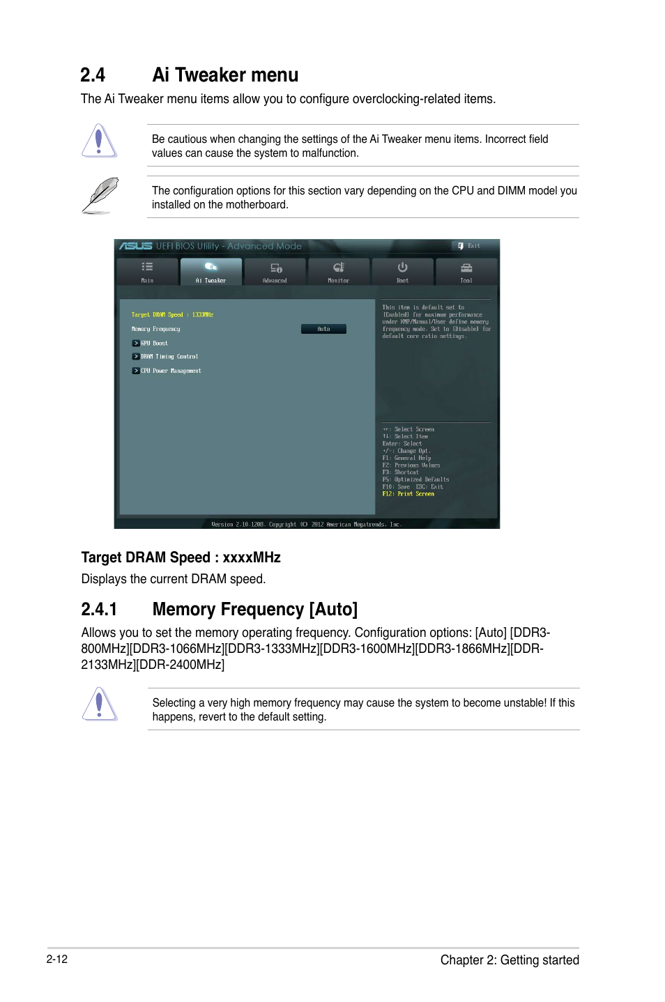 4 ai tweaker menu | Asus P8B75-M LX PLUS User Manual | Page 58 / 82