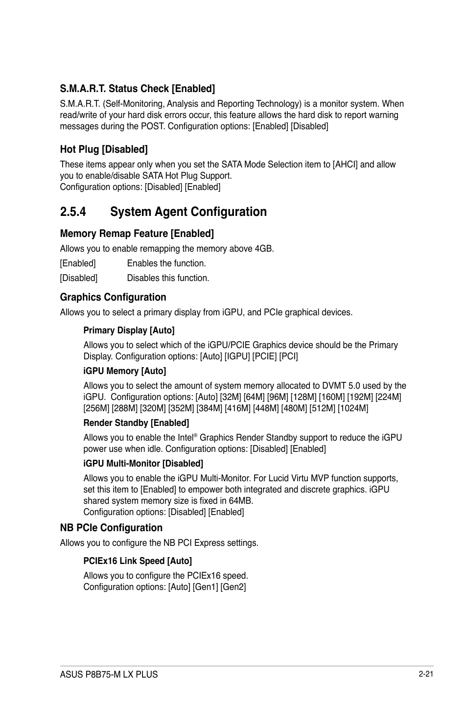 4 system agent configuration | Asus P8B75-M LX PLUS User Manual | Page 67 / 82