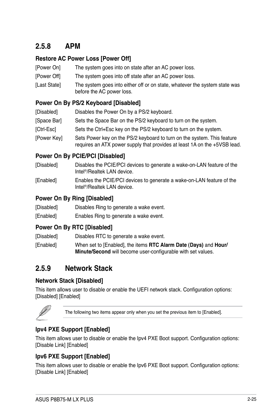 8 apm, 9 network stack | Asus P8B75-M LX PLUS User Manual | Page 71 / 82