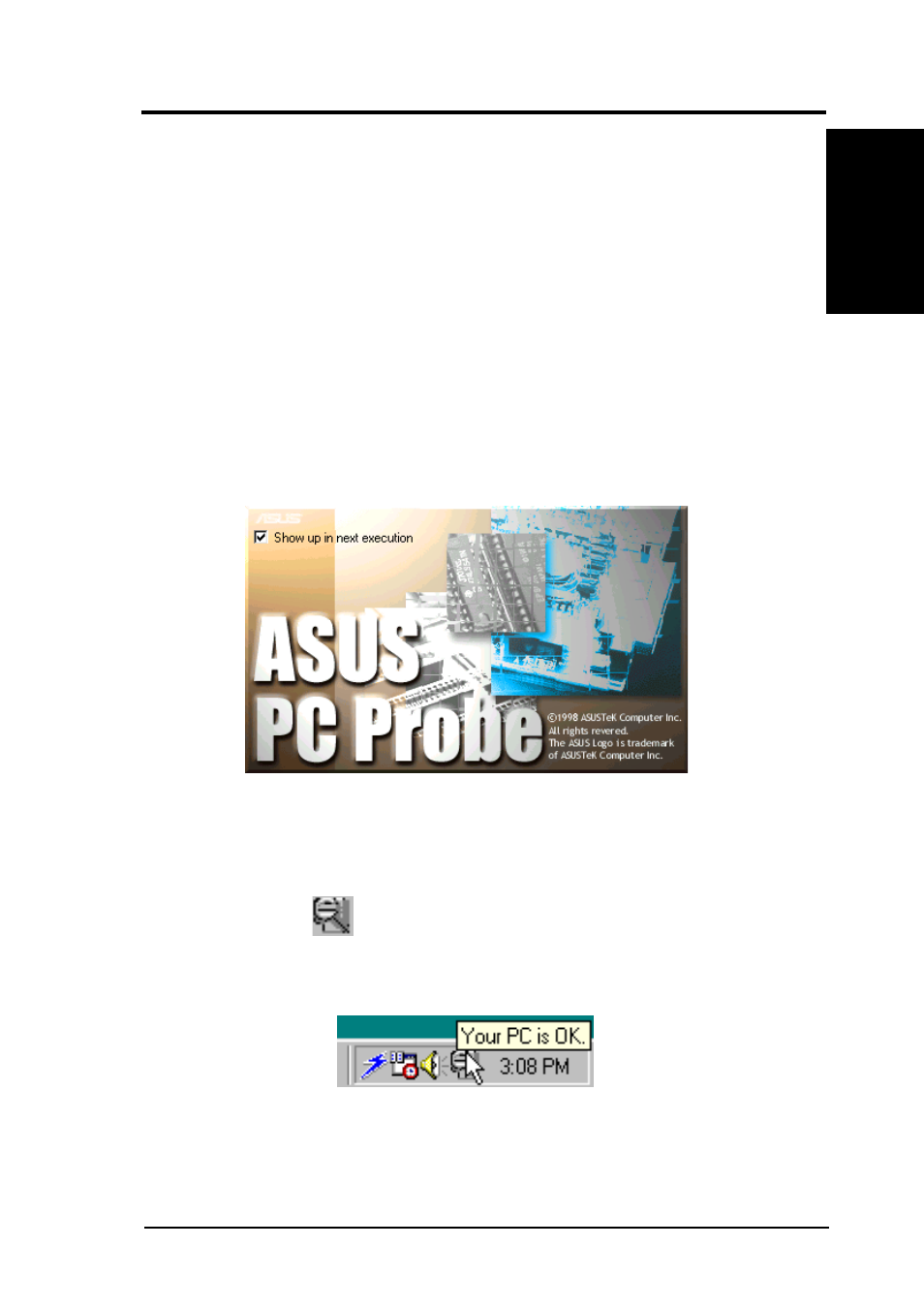 Software reference, 2 asus pc probe, 1 starting asus pc probe | Asus E500-CS User Manual | Page 81 / 98