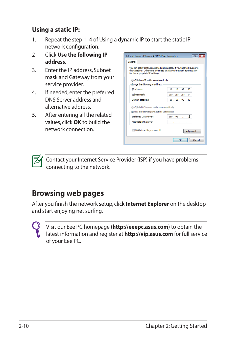 Browsing web pages | Asus Eee PC 1215T User Manual | Page 32 / 62