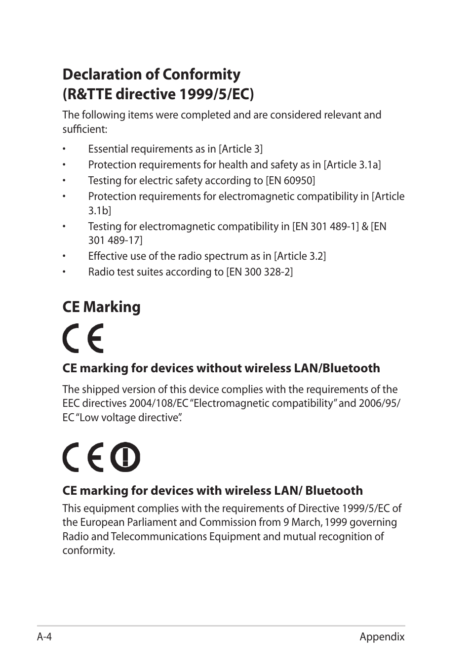 Ce marking | Asus Eee PC 1215T User Manual | Page 52 / 62