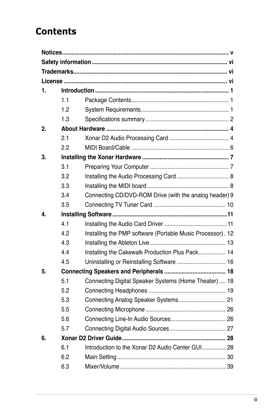 Asus Xonar D2X User Manual | Page 3 / 84