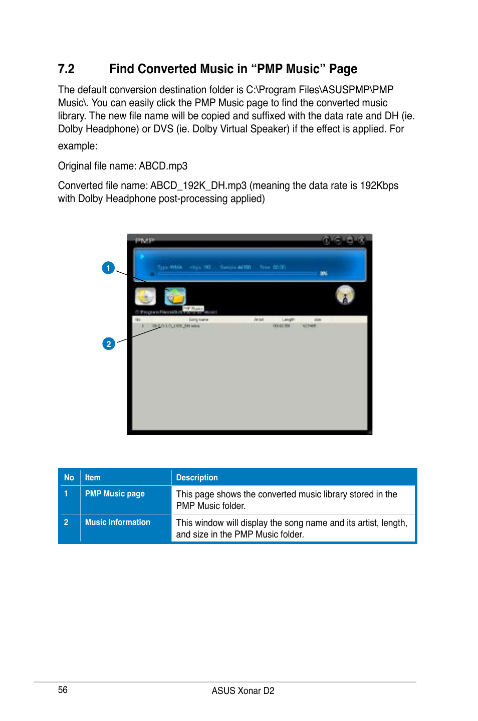 2 find converted music in “pmp music” page | Asus Xonar D2X User Manual | Page 62 / 84