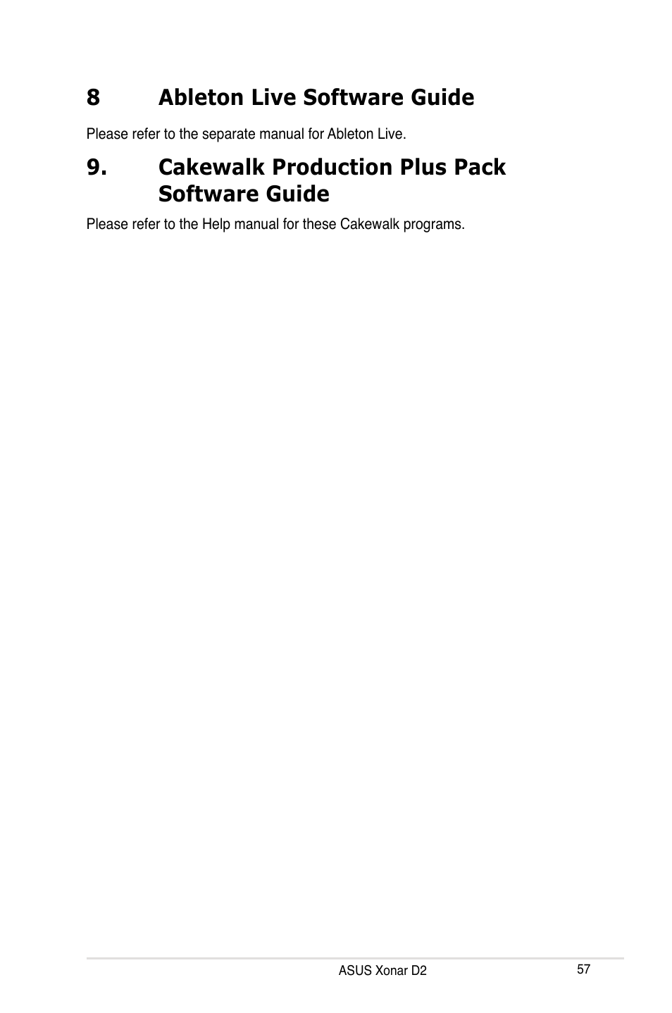 8 ableton live software guide, Cakewalk production plus pack software guide, Ableton live software guide | 8ableton live software guide | Asus Xonar D2X User Manual | Page 63 / 84