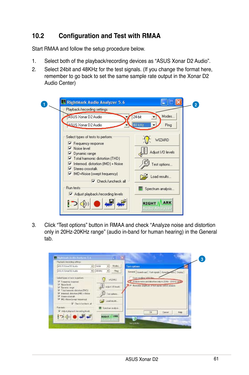 2 configuration and test with rmaa, Configuration and test with rmaa | Asus Xonar D2X User Manual | Page 67 / 84