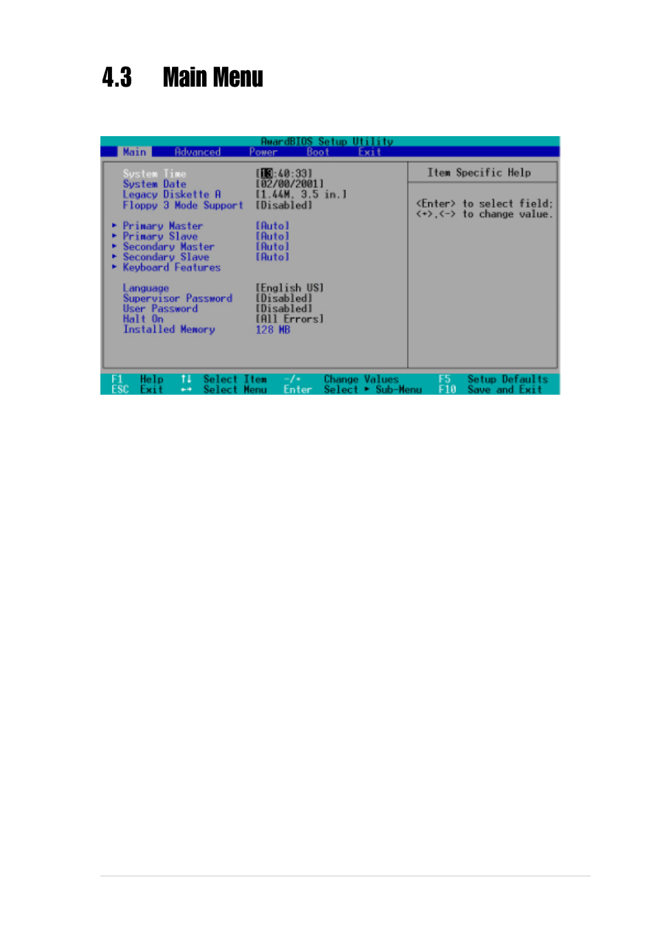 3 main menu | Asus P4G8X User Manual | Page 75 / 136