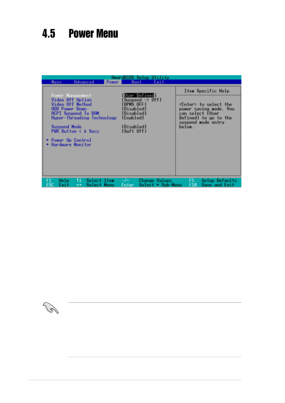 5 power menu | Asus P4G8X User Manual | Page 92 / 136