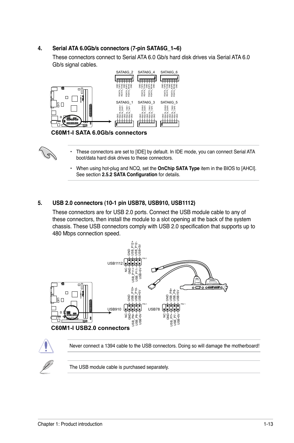 13 chapter 1: product introduction | Asus C60M1-I User Manual | Page 23 / 54