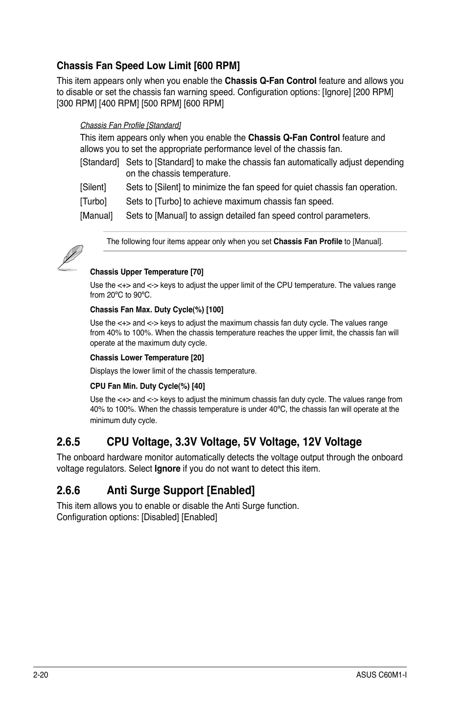 6 anti surge support [enabled, Anti surge support [enabled] -20 | Asus C60M1-I User Manual | Page 46 / 54