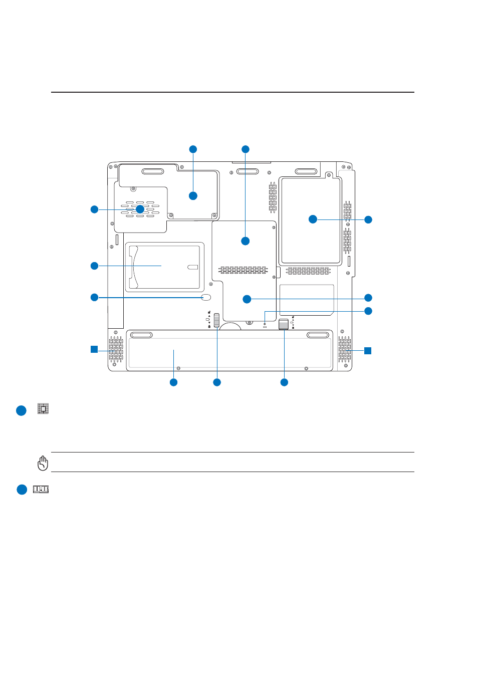 Bottom side, Knowing the parts, Central processor (cpu) | Asus A3Vp User Manual | Page 14 / 70