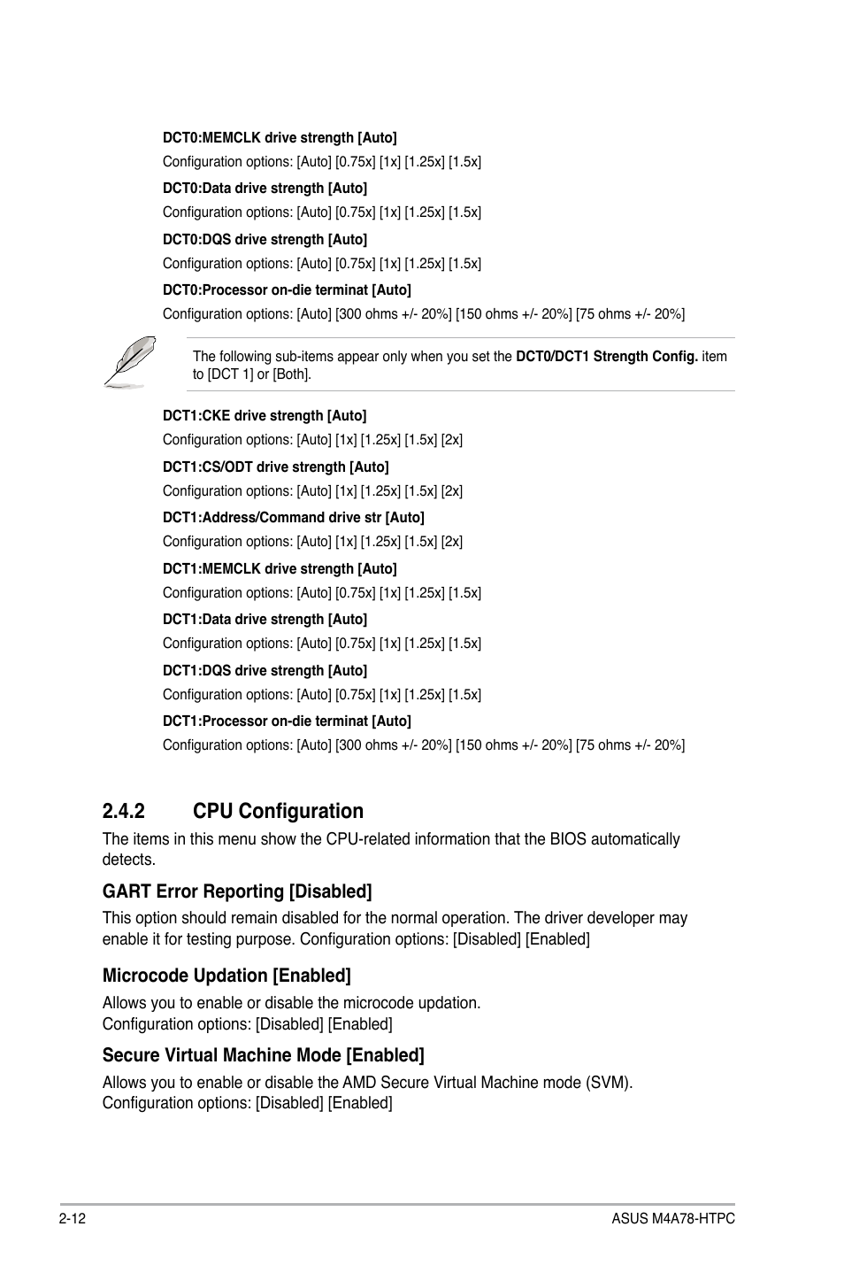 2 cpu configuration, Cpu configuration -12 | Asus M4A78-HTPC/RC User Manual | Page 58 / 68