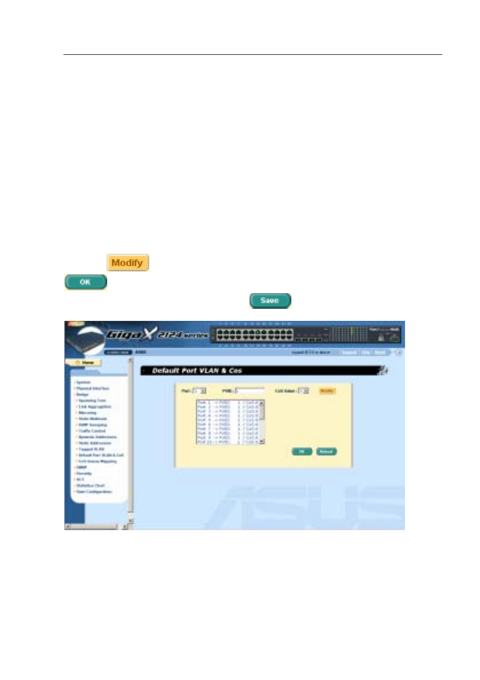 10 default port vlan and cos | Asus GigaX2124X User Manual | Page 49 / 116