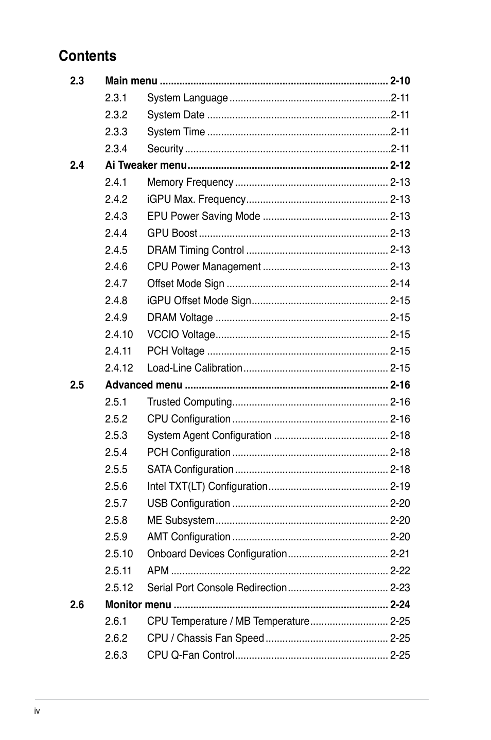 Asus P8Q67-M DO/TPM User Manual | Page 4 / 62