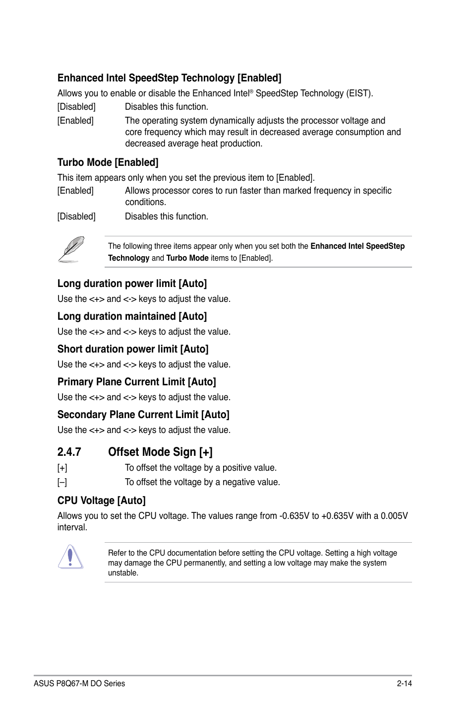 7 offset mode sign, Offset mode sign -14 | Asus P8Q67-M DO/TPM User Manual | Page 43 / 62
