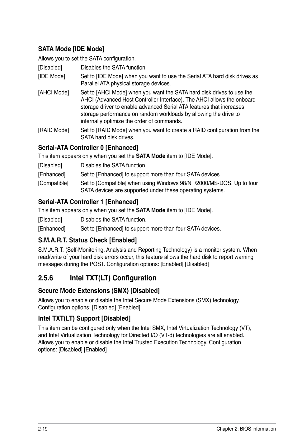 6 intel txt(lt) configuration, Intel txt(lt) configuration -19 | Asus P8Q67-M DO/TPM User Manual | Page 48 / 62