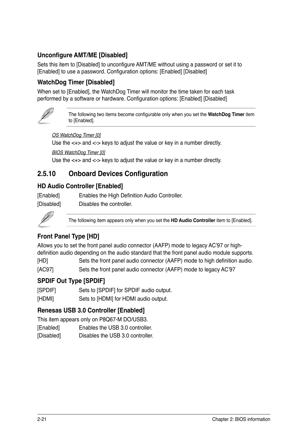 10 onboard devices configuration, 10 onboard devices configuration -21 | Asus P8Q67-M DO/TPM User Manual | Page 50 / 62