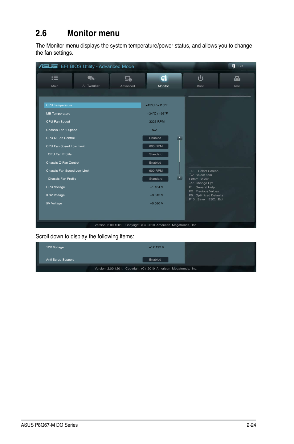 6 monitor menu, Monitor menu -24, Efi bios utility - advanced mode | Asus P8Q67-M DO/TPM User Manual | Page 53 / 62