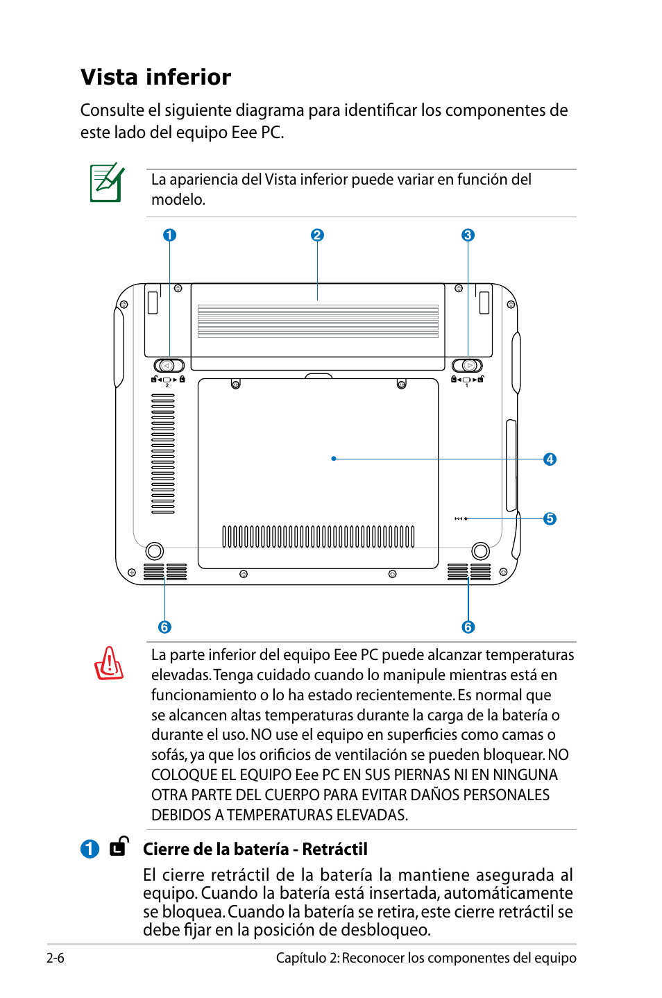 Vista inferior | Asus Eee PC 904HD/Linux User Manual | Page 18 / 69