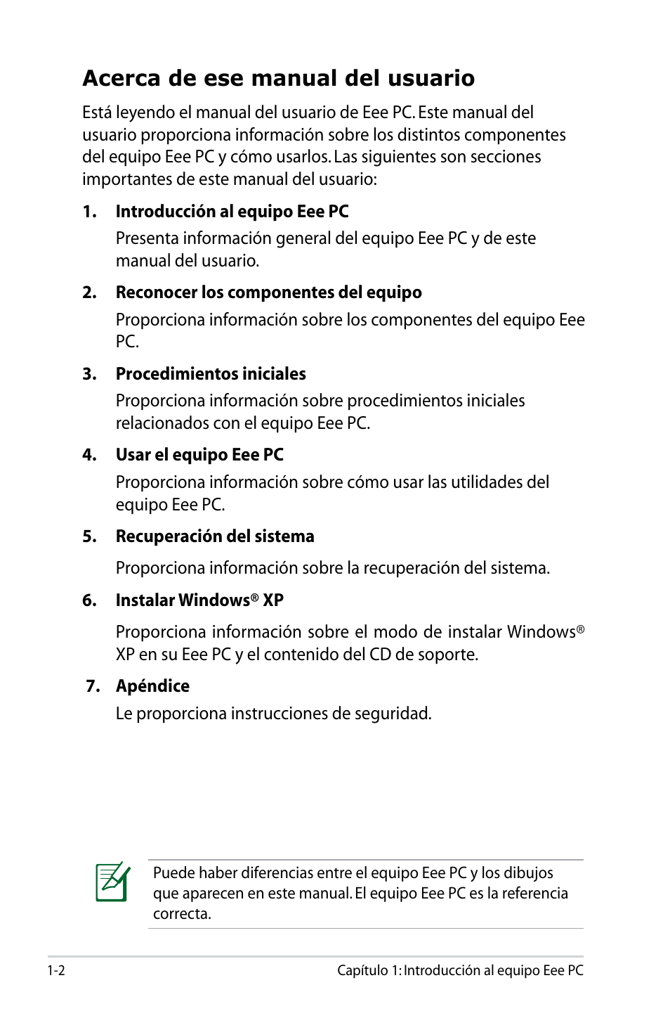 Acerca de ese manual del usuario | Asus Eee PC 904HD/Linux User Manual | Page 6 / 69