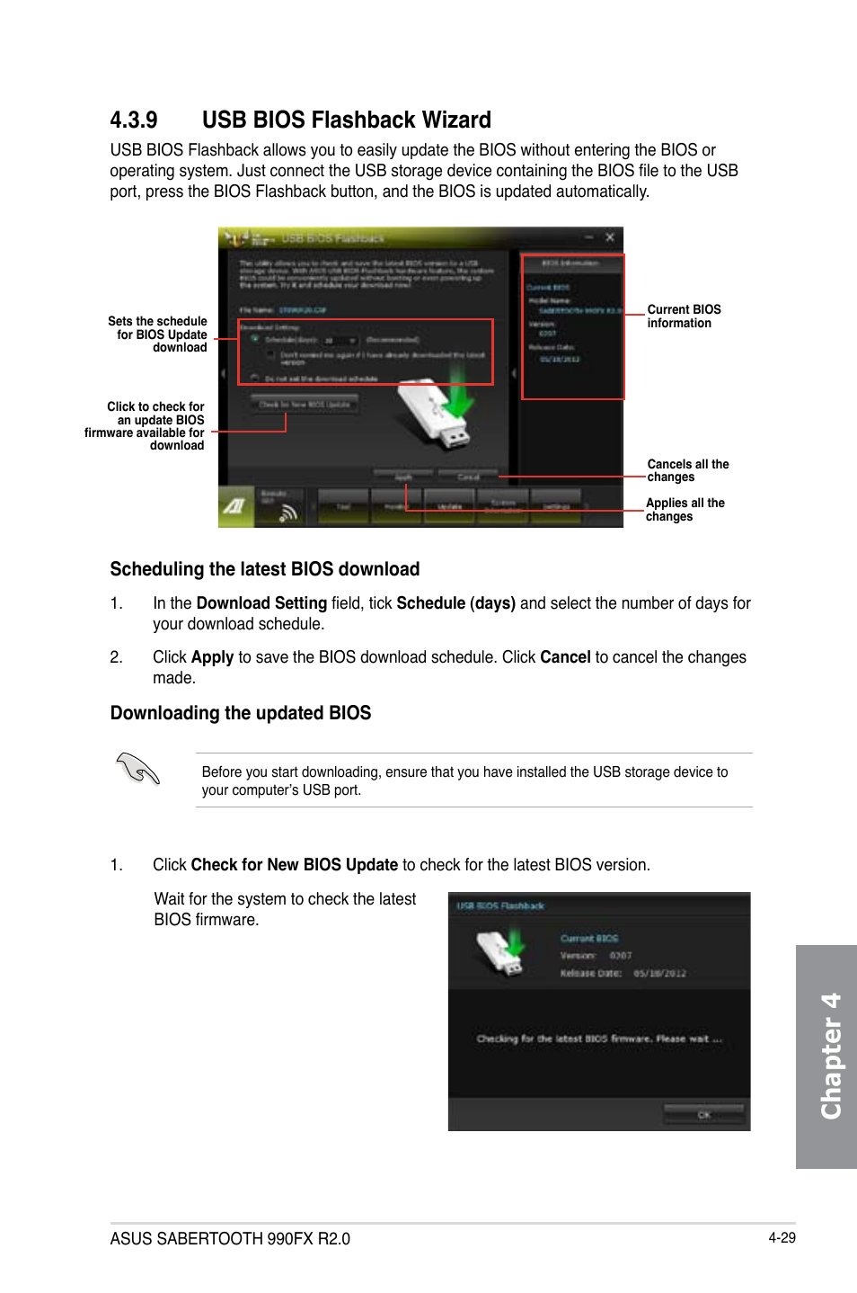 9 usb bios flashback wizard, Usb bios flashback wizard -29, Chapter 4 | Asus SABERTOOTH 990FX R2.0 User Manual | Page 143 / 180