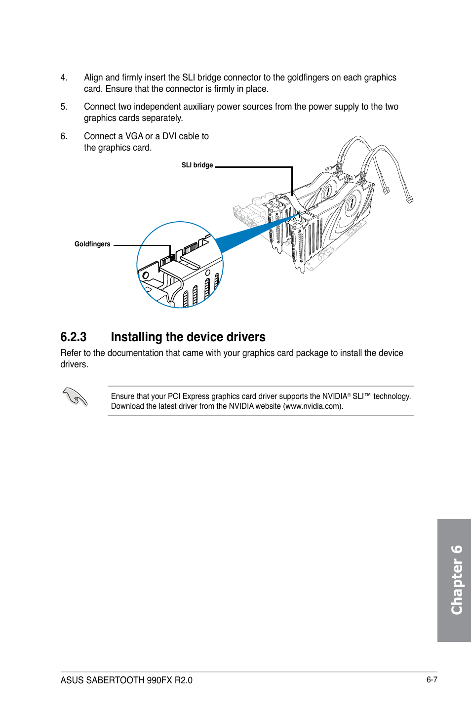 3 installing the device drivers, Installing the device drivers -7, Chapter 6 | Asus SABERTOOTH 990FX R2.0 User Manual | Page 171 / 180