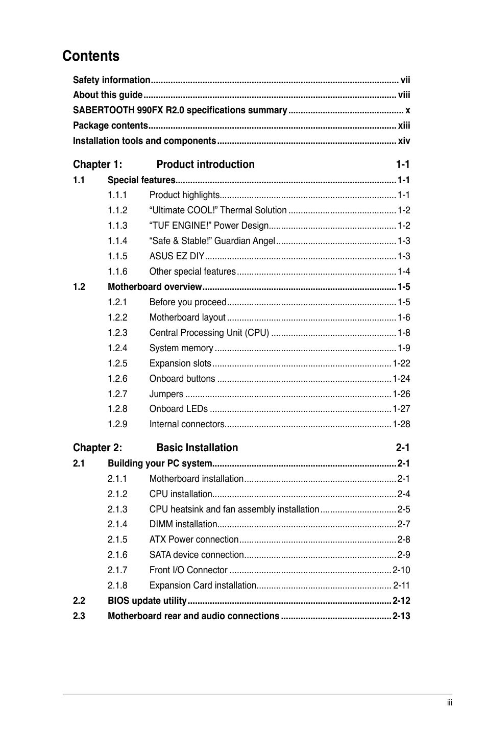 Asus SABERTOOTH 990FX R2.0 User Manual | Page 3 / 180