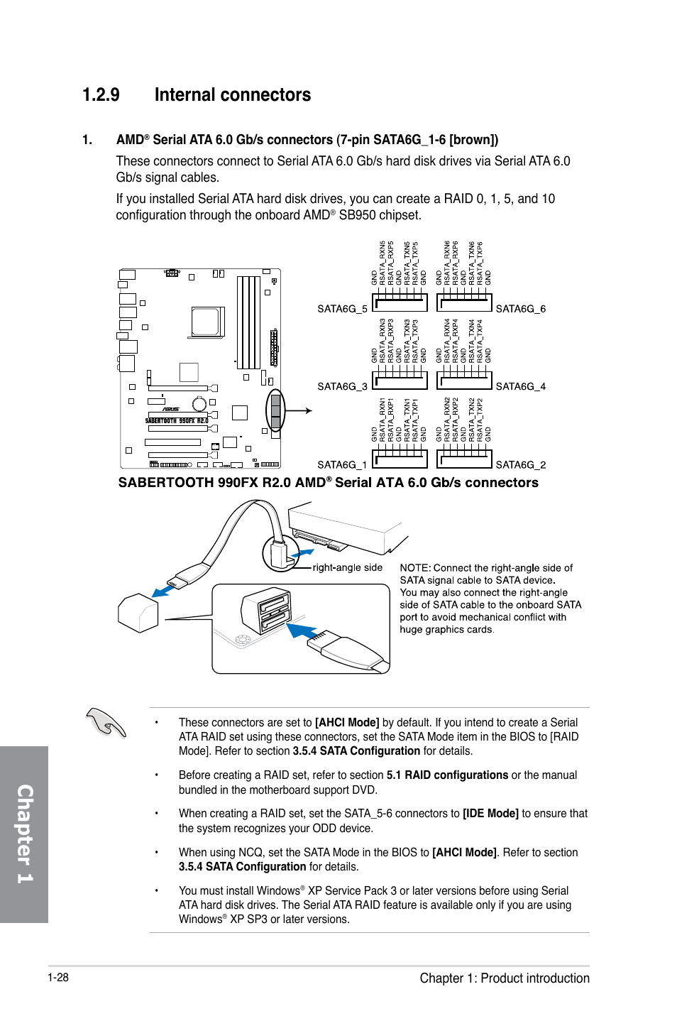 9 internal connectors, Internal connectors -28, Chapter 1 | Asus SABERTOOTH 990FX R2.0 User Manual | Page 42 / 180