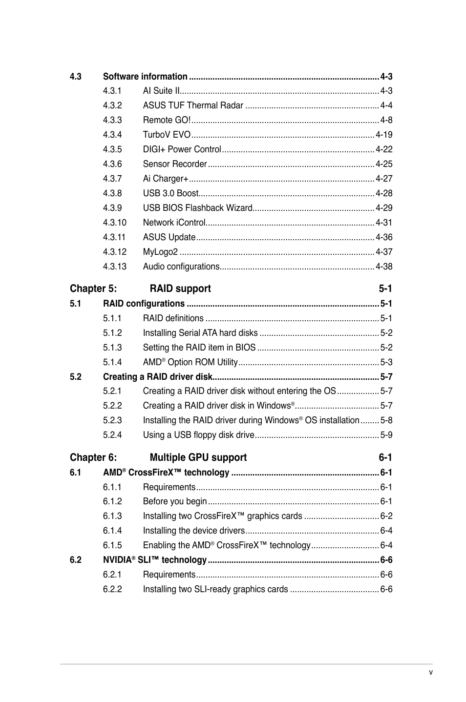 Asus SABERTOOTH 990FX R2.0 User Manual | Page 5 / 180