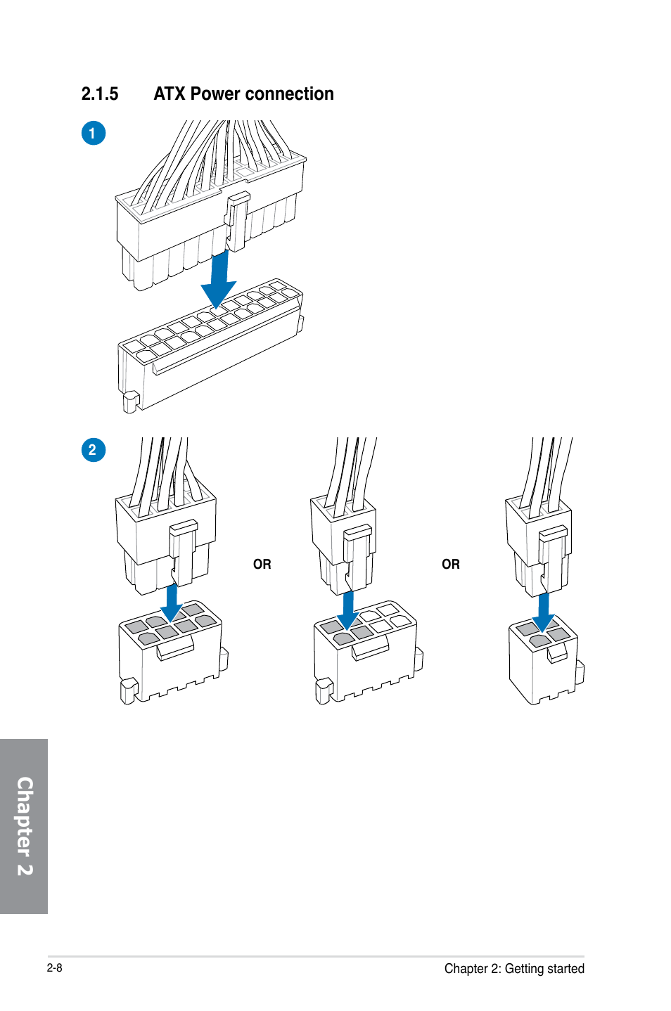 5 atx power connection, Atx power connection -8, Chapter 2 | Asus SABERTOOTH 990FX R2.0 User Manual | Page 60 / 180