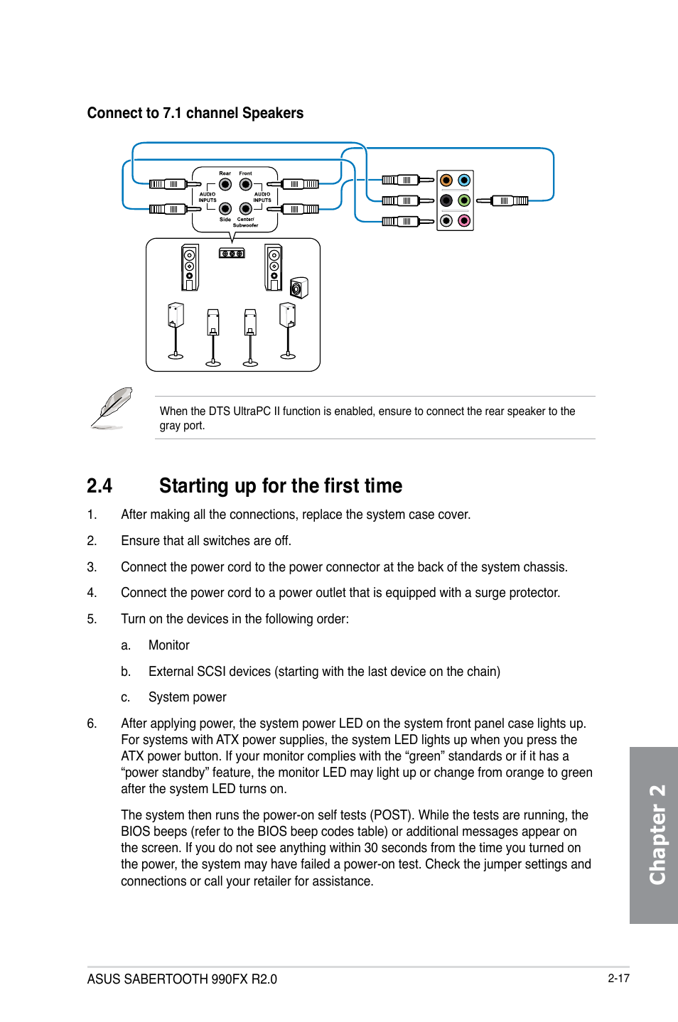 4 starting up for the first time, Starting up for the first time -17, Chapter 2 | Asus SABERTOOTH 990FX R2.0 User Manual | Page 69 / 180