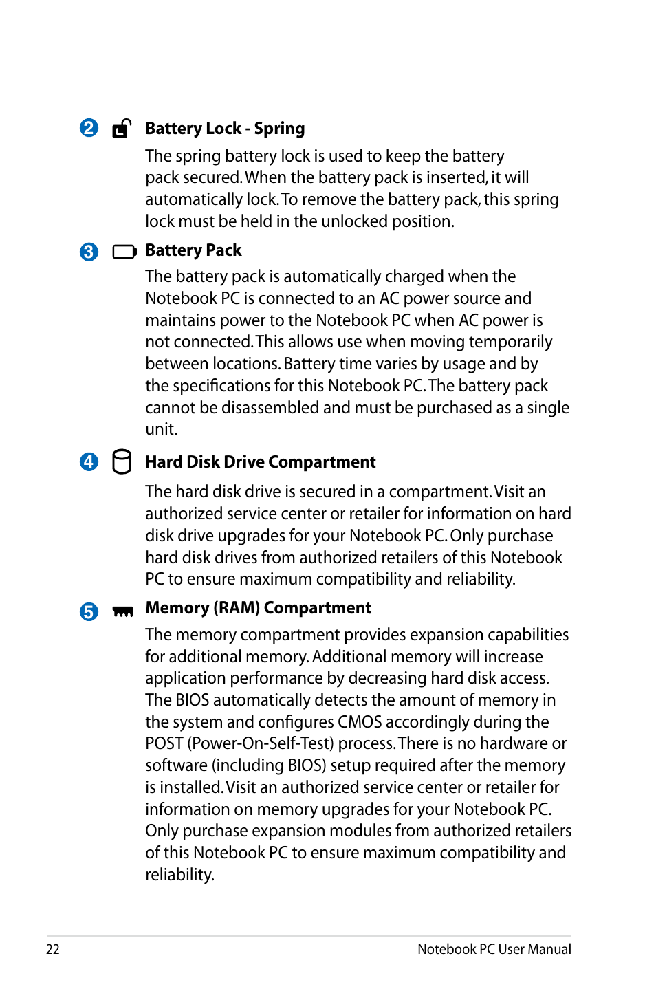 Asus X84HR User Manual | Page 22 / 113
