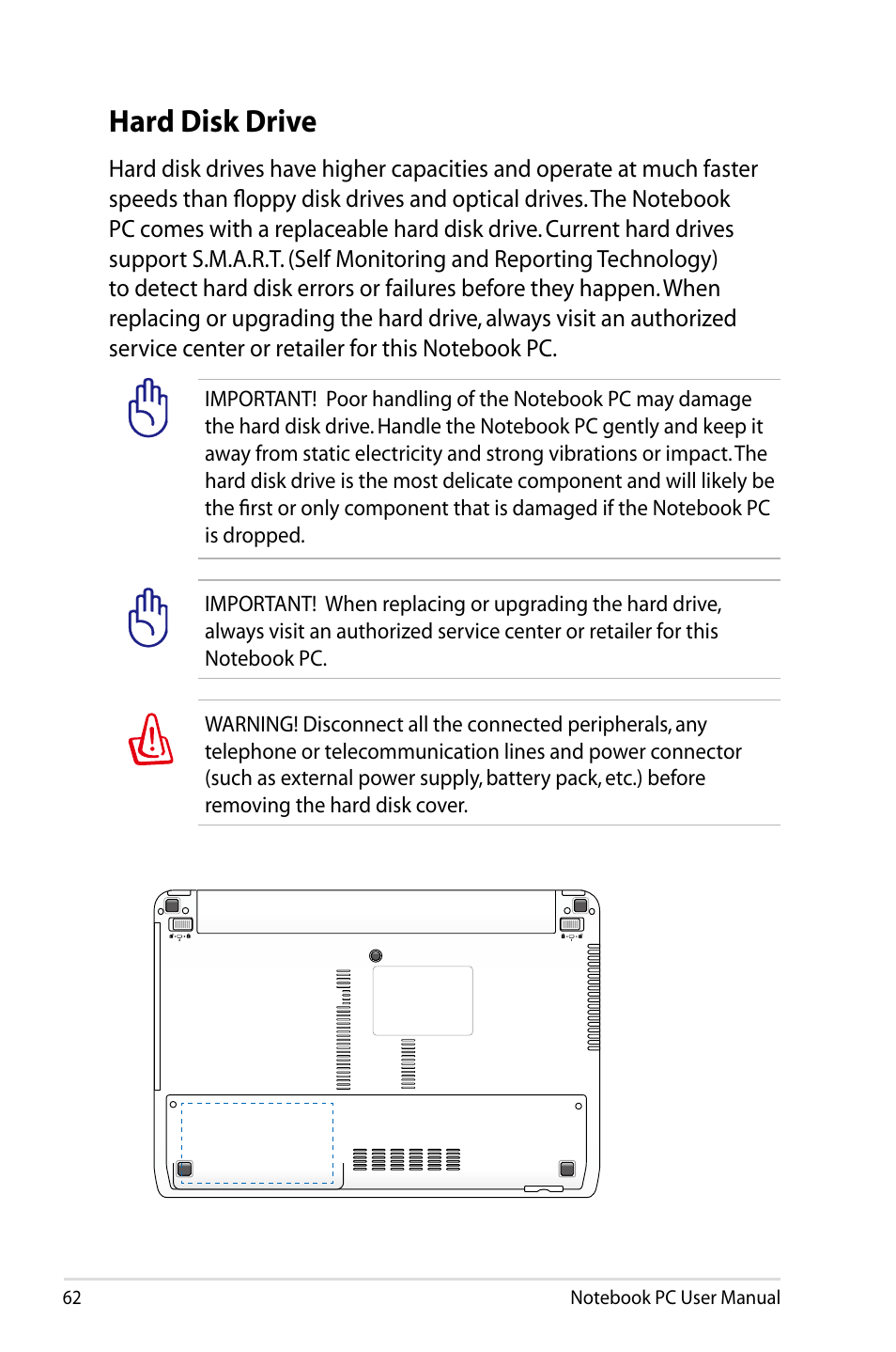 Hard disk drive | Asus X84HR User Manual | Page 62 / 113