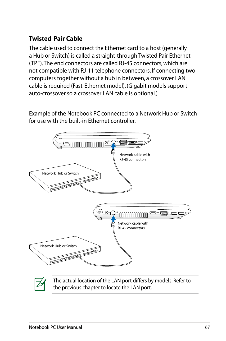 Twisted-pair cable | Asus X84HR User Manual | Page 67 / 113