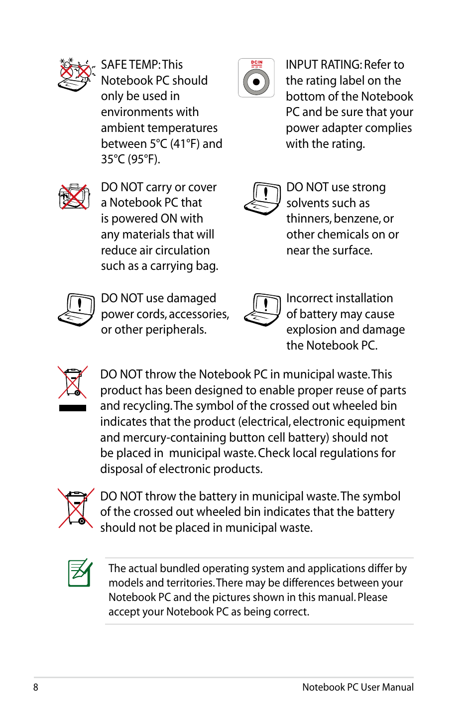 Asus X84HR User Manual | Page 8 / 113
