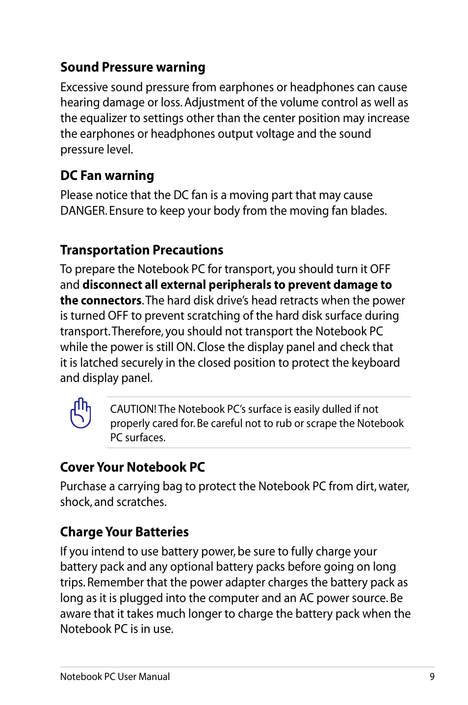 Asus X84HR User Manual | Page 9 / 113