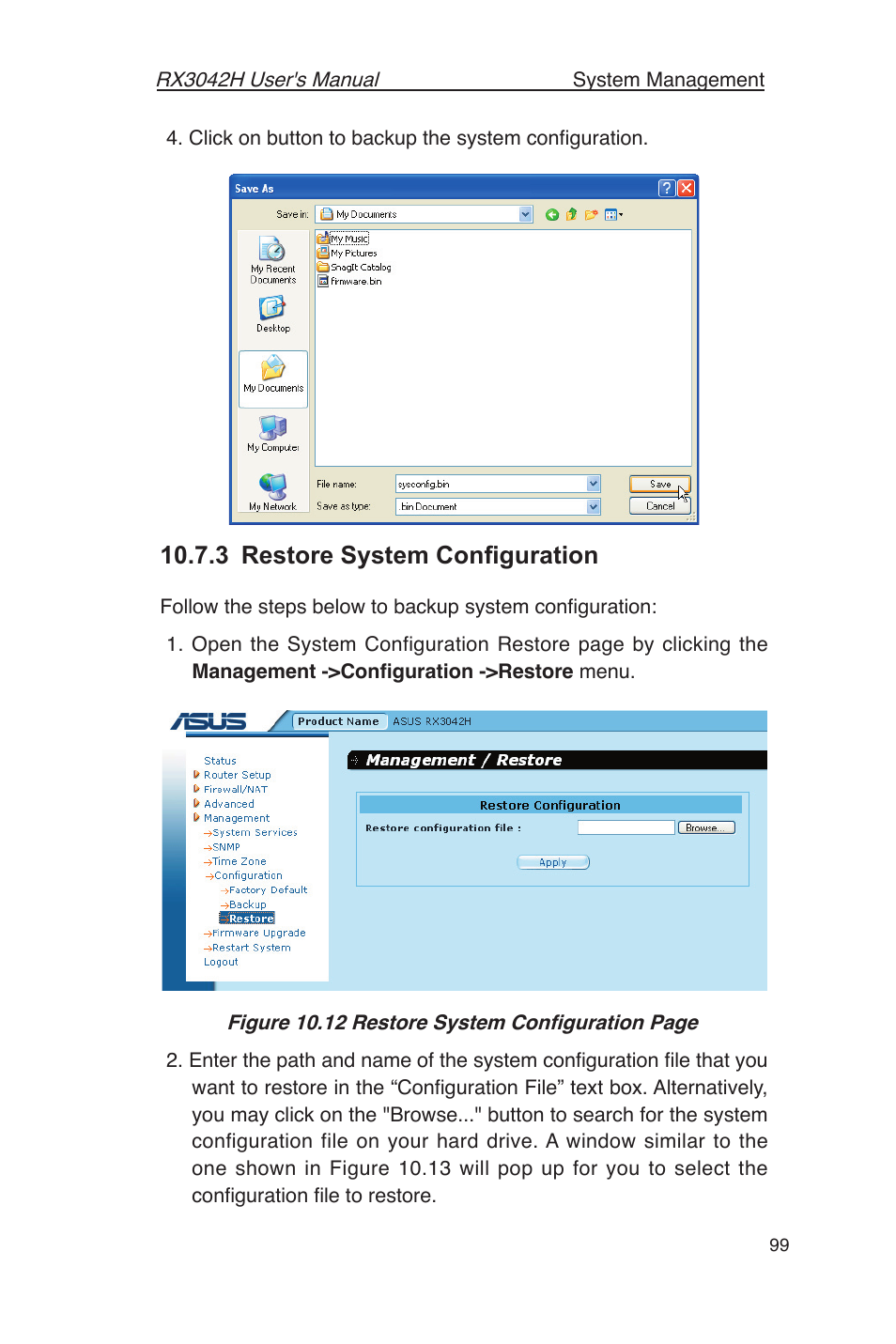 3 restore system conﬁguration | Asus RX3042H User Manual | Page 111 / 129