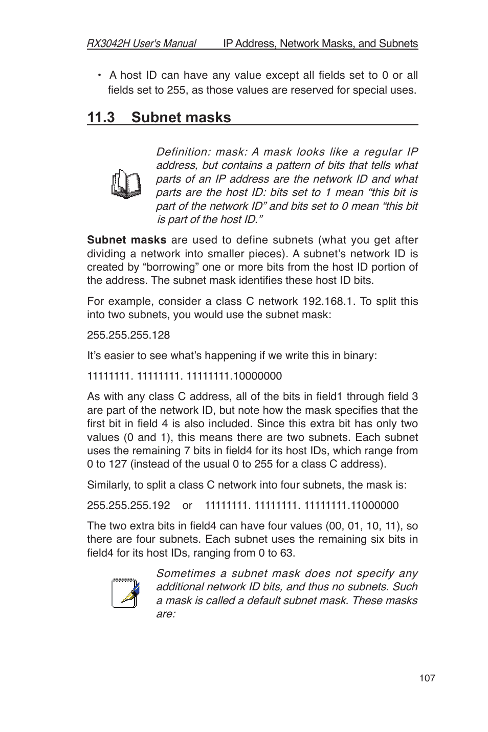 3 subnet masks | Asus RX3042H User Manual | Page 119 / 129