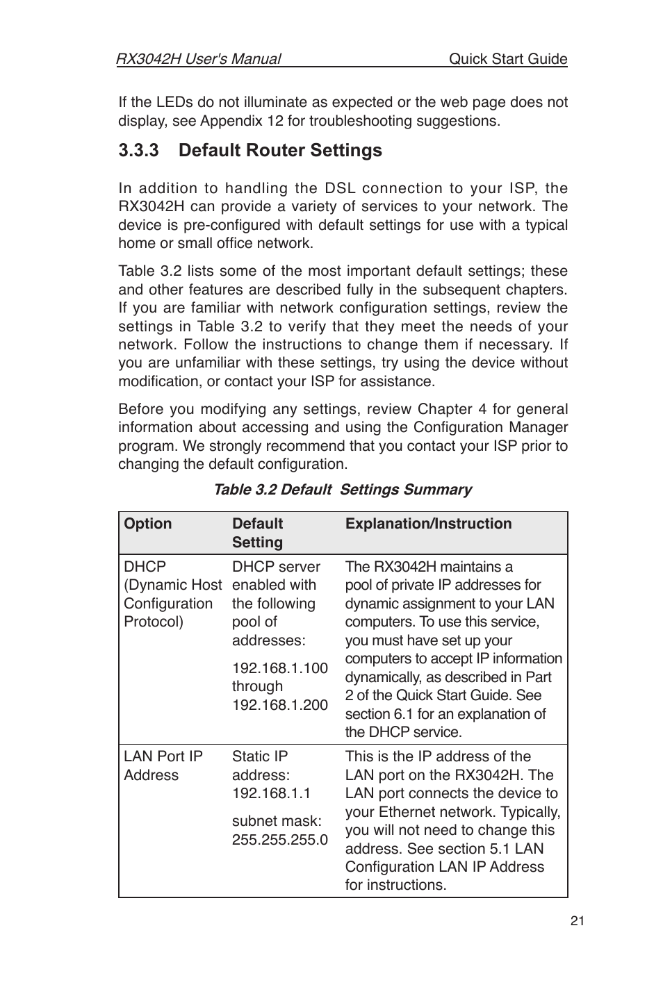 3 default router settings | Asus RX3042H User Manual | Page 33 / 129