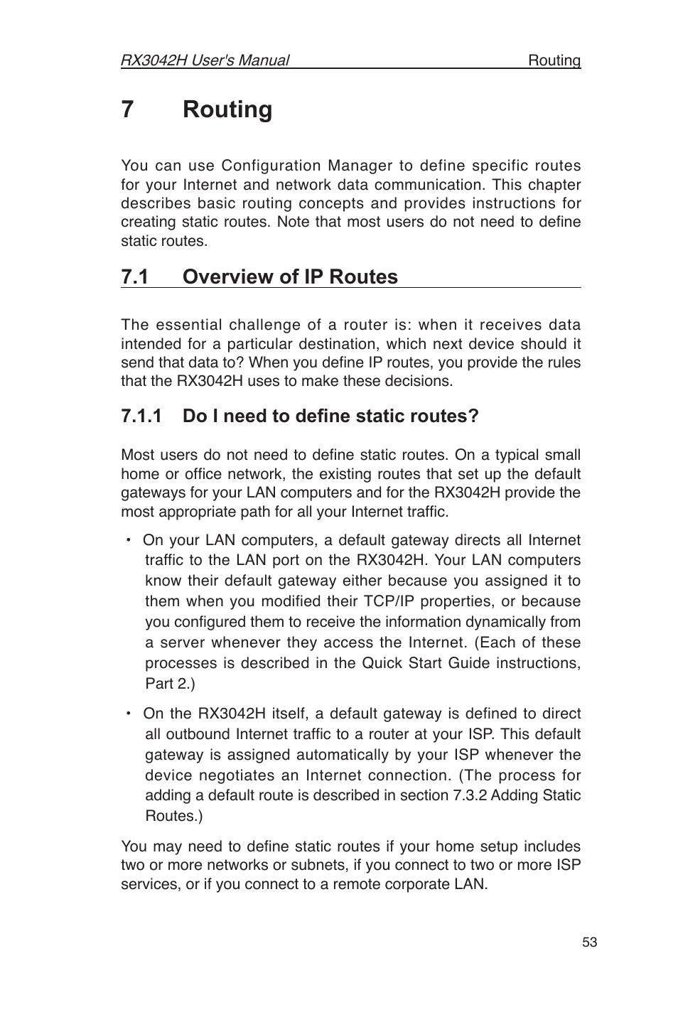 7routing, 1 overview of ip routes, 1 do i need to deﬁne static routes | Asus RX3042H User Manual | Page 65 / 129