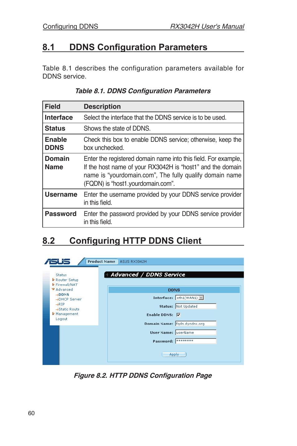 1 ddns conﬁguration parameters | Asus RX3042H User Manual | Page 72 / 129