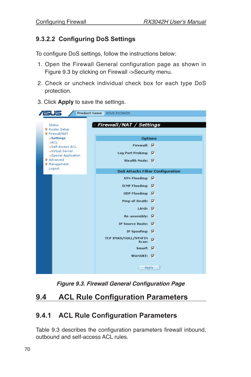4 acl rule conﬁguration parameters, 1 acl rule conﬁguration parameters | Asus RX3042H User Manual | Page 82 / 129