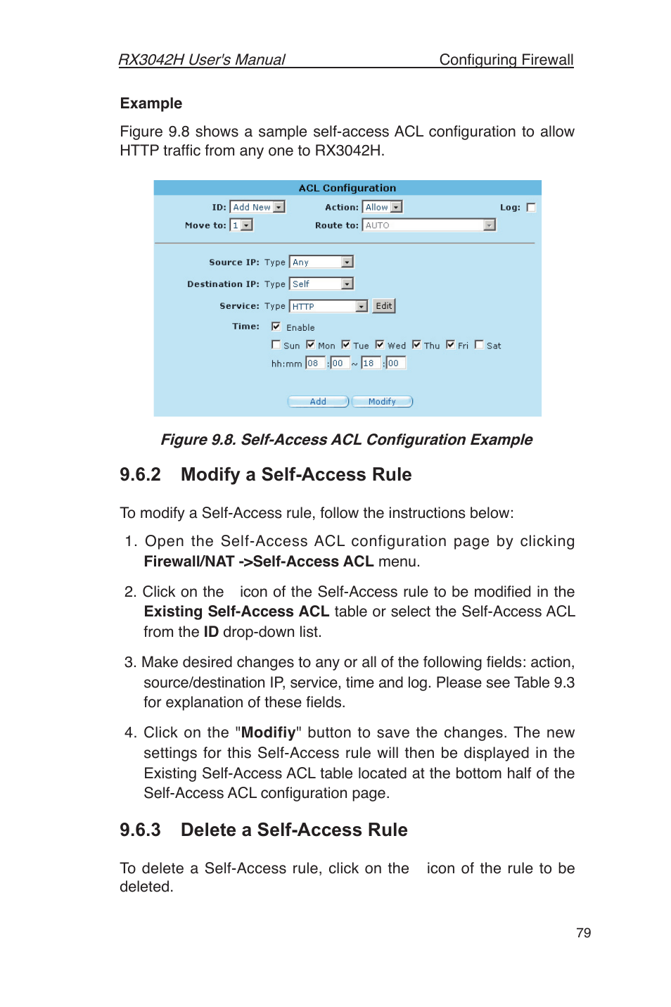 2 modify a self-access rule, 3 delete a self-access rule | Asus RX3042H User Manual | Page 91 / 129