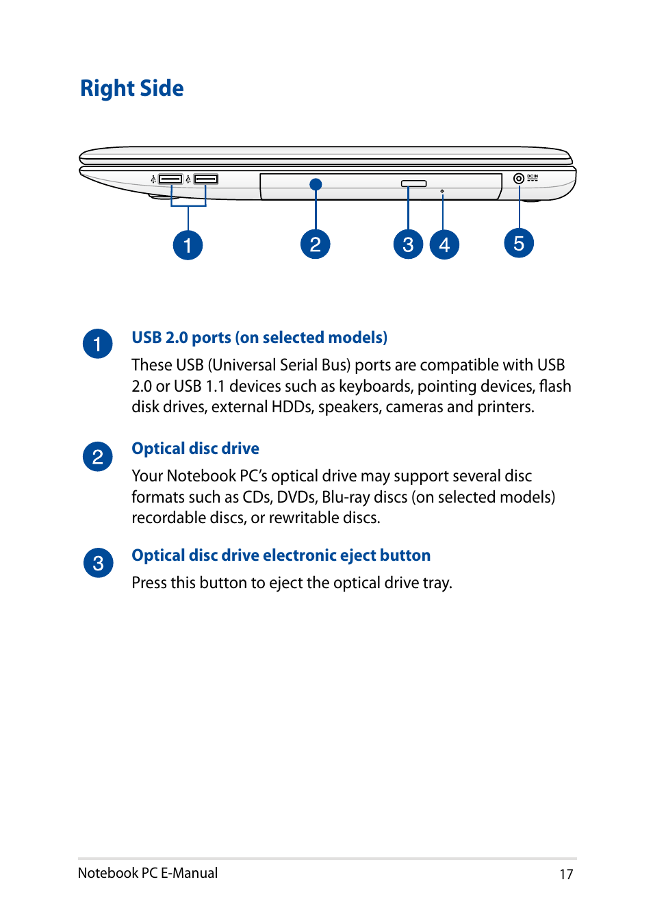 Right side | Asus X751LD User Manual | Page 17 / 104