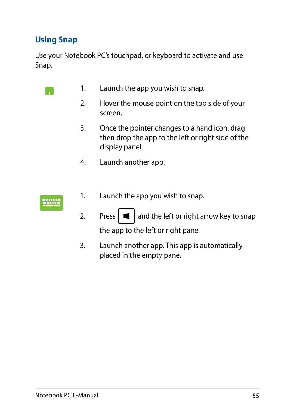 Asus X751LD User Manual | Page 55 / 104