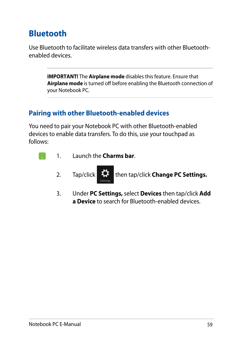 Bluetooth | Asus X751LD User Manual | Page 59 / 104