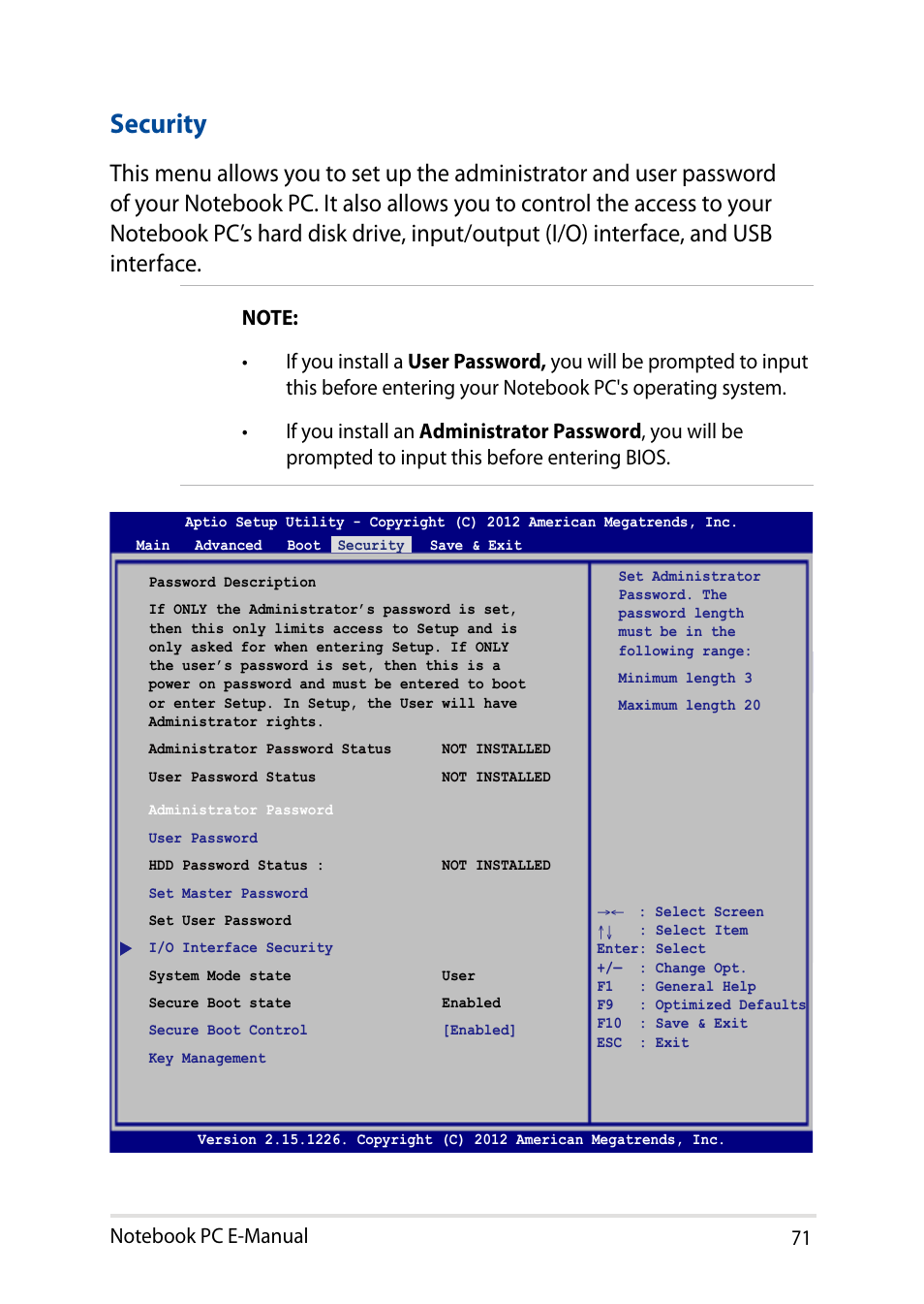 Security | Asus X751LD User Manual | Page 71 / 104